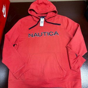 Nautica Mens Sailor Red Long Sleeve Pockets Pullover Hoodie Size X-Large